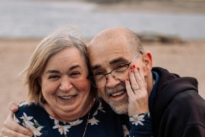 Woman and man on beach