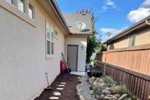 Side yard with landscaping