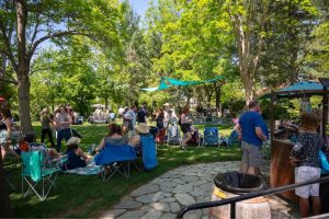 People at outdoor wine event