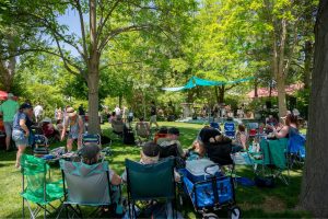 People at outdoor wine event