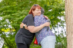 two women hugging