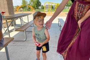 kid with face painted