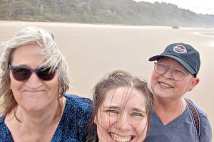 Three women on the Oregon Coast