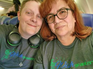 A man and a woman on an airplane