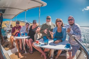 Six people on a boat in Maui